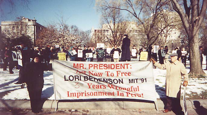 Demonstration for Lori Berenson, Washington, DC, January 1999. —photo by James Williamson