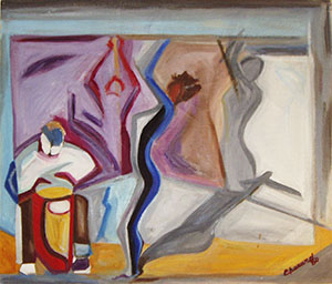 An untitled painting by Gérard Richard, also known as “Ti-Jera”, Cambridge, MA, 1980.