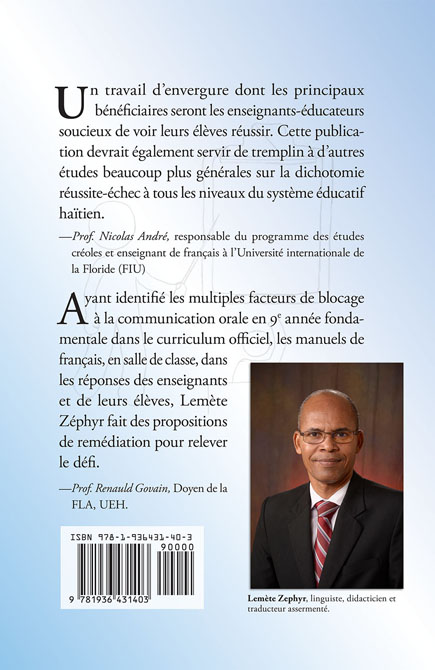 The back cover of “facteurs de blocage à la communication orale”.