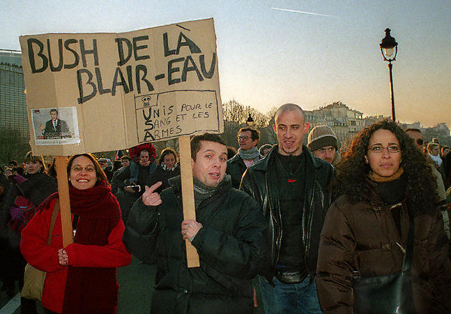 Protestors in Paris demonstrating against George W. Bush.