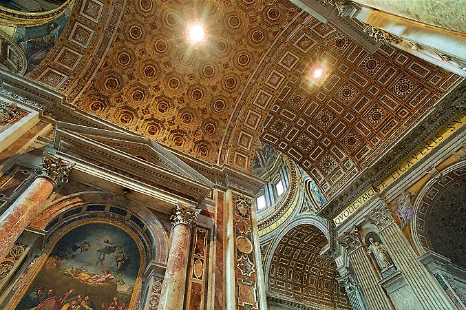 The ceiling of Saint Peter’s Basilica in Rome.