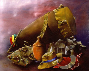 “Zaka” oil on canvas, by Ernst Sylla, in Haitian Art in the Diaspora