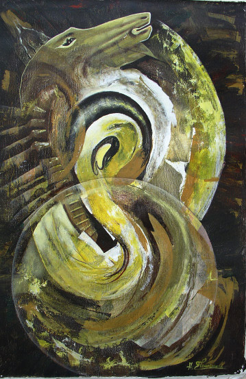 “Running horse” by Andrélite Fleurimond, acrylic on canvas, 20X30, participant in the exhibition “When the Brushes Shook”, 2011.