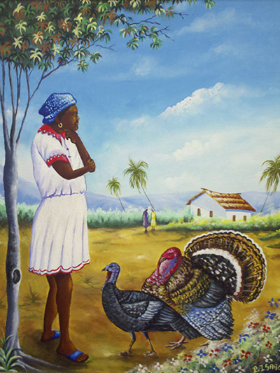 “Turkey Farm” by Isaac Pierre, acrylic on canvas, 16x20, 2010.