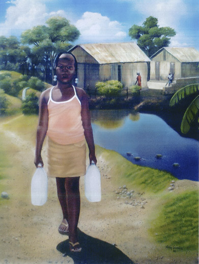 “Young Girl” par Vady Confidant, huile sur toile, 24x30, participant dans l’exhibition «Quand nos pinceaux ont tremblé», 2011.