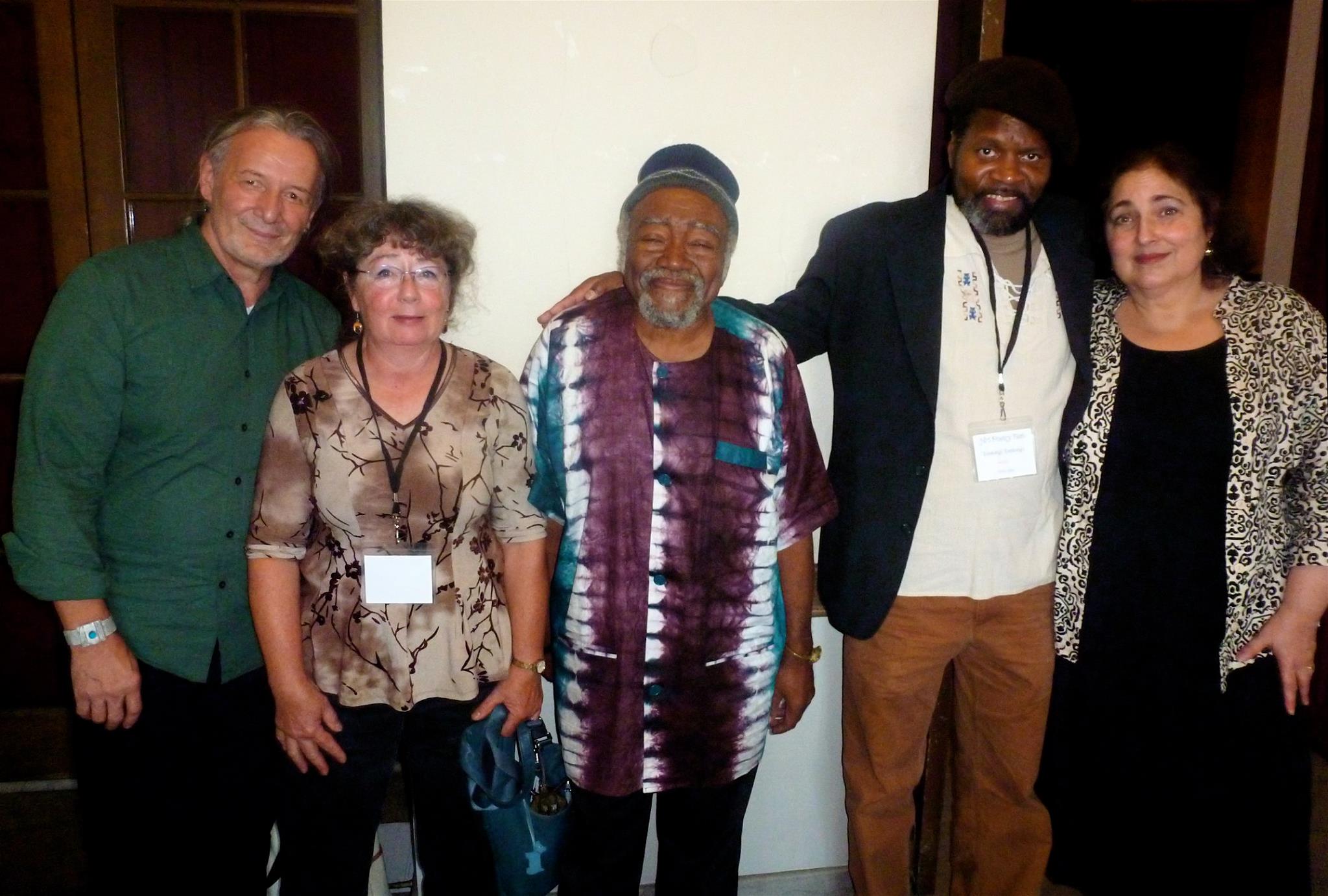 Liberation Poetry Collective poets Richard Cambridge (from the left), Patricia Frisela, Askia Touré, Tontongi and Jill Netchinsky at New Hampshire’s first poetry festival in 2015.