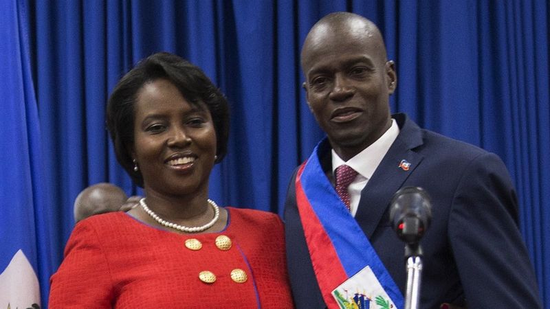 Martine Moïse said her tears would “never dry” following her husband Jovenel’s assassination (pictured in 2017)