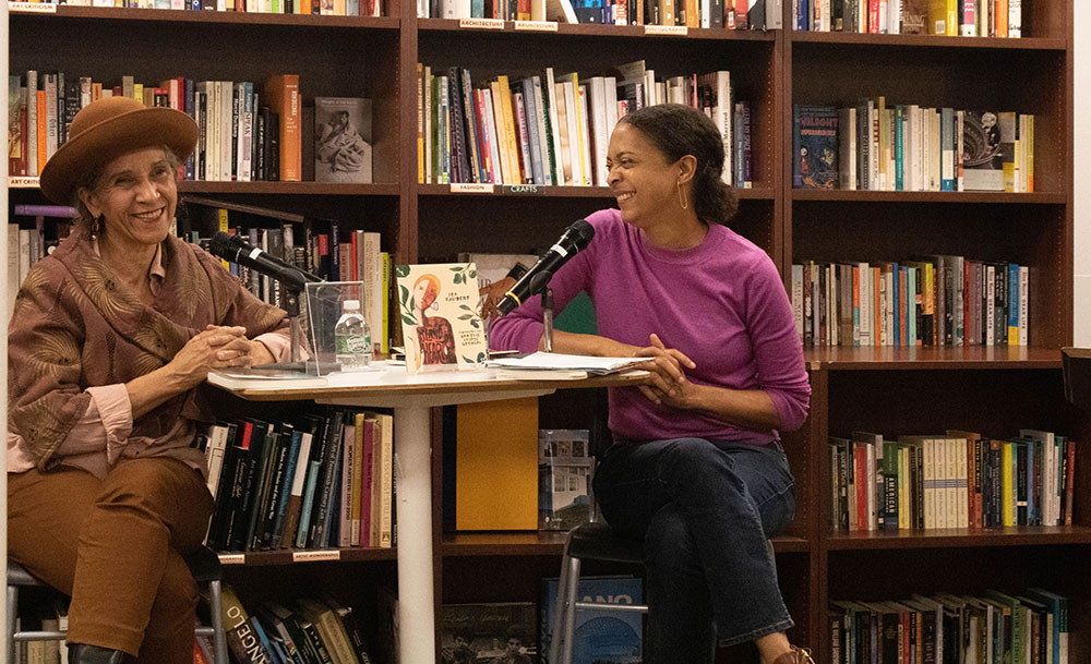Sylvie Kandé (left) and Danielle Legros Georges reading at Brookline Booksmith in Brookline, Massachusetts, on November 10th 2022