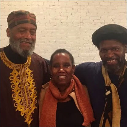 Everett Hoagland, Soul Brown & Tontongi at a poetry reading in Cambridge, Massachusetts in 2015.