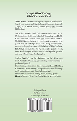 The back cover of “Low back pain and low back care”.